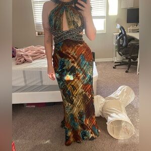 May Queen Couture multicoloured silk beaded dress